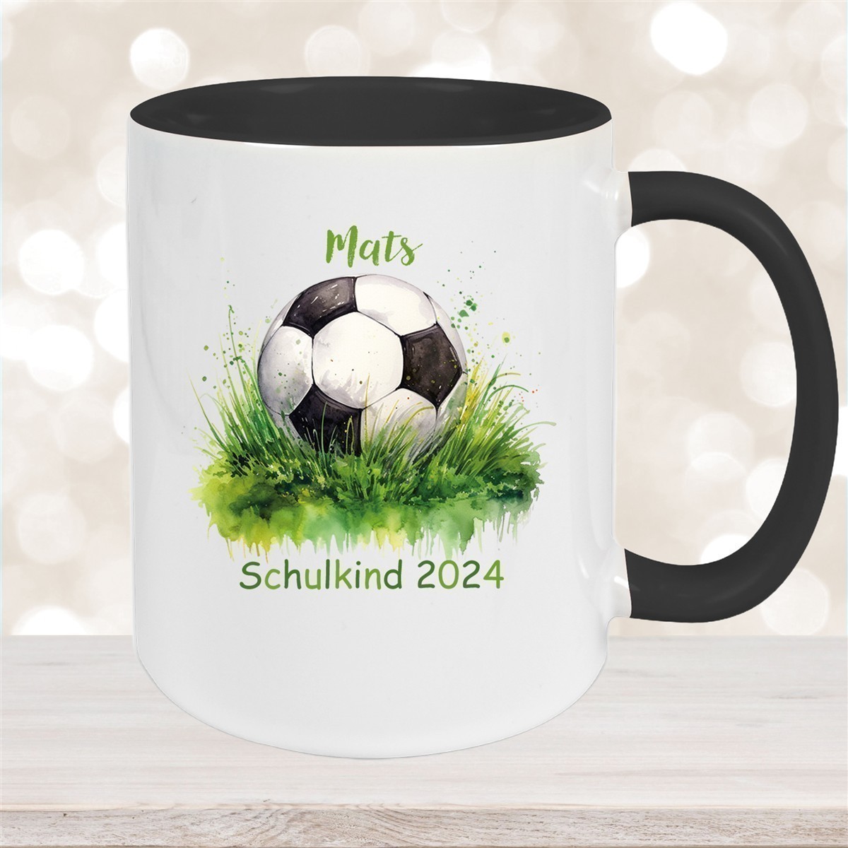 Tasse Schulkind #12 Wunschname Fußball#1 Keramik Kinderbecher Personalisiert versch. Farben