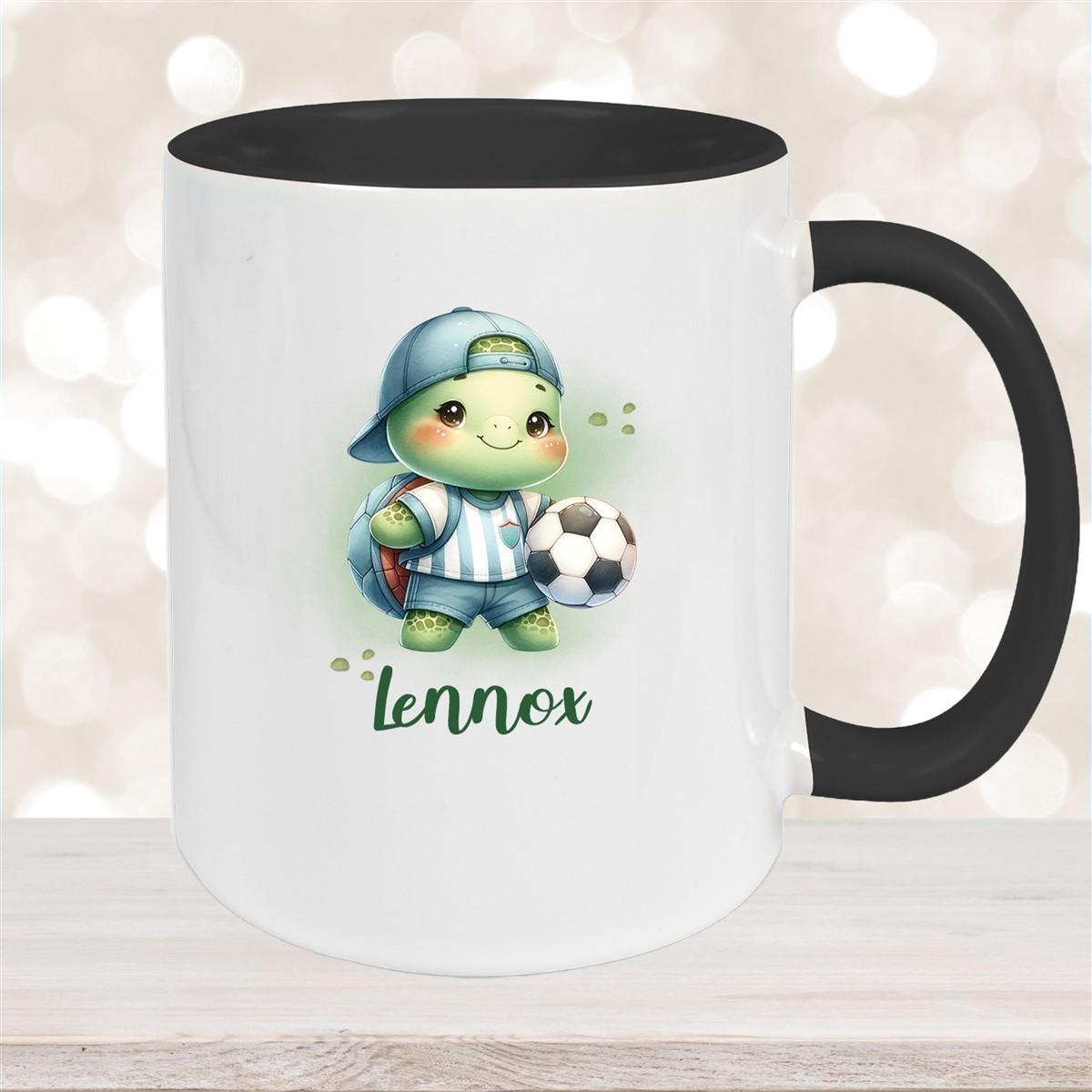 Tasse Wunschname Fußball 14 Personalisiert Keramik Kinderbecher versch. Farben