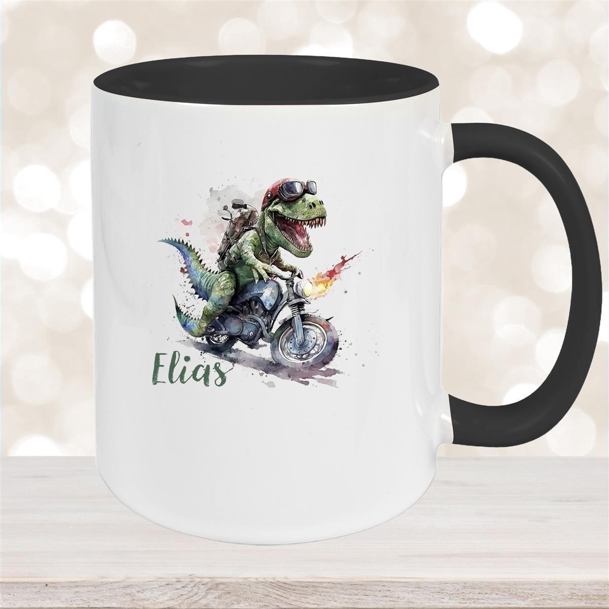 Tasse Dino 5 Wunschname Keramik Kinderbecher Personalisiert versch. Farben