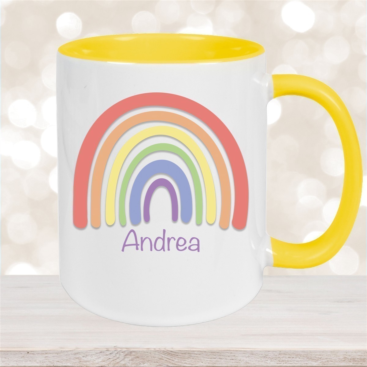 Tasse Wunschname Regenbogen #1 Keramik Kinderbecher versch. Farben