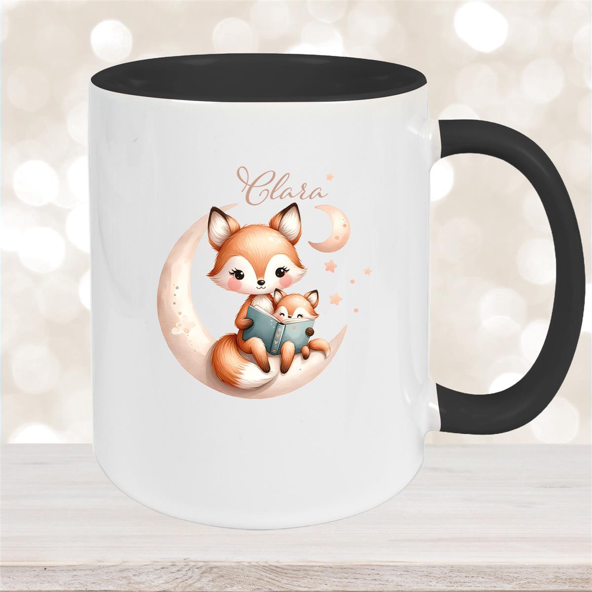 Tasse Wunschname Fuchs #2 Keramik Kinderbecher Schwarz