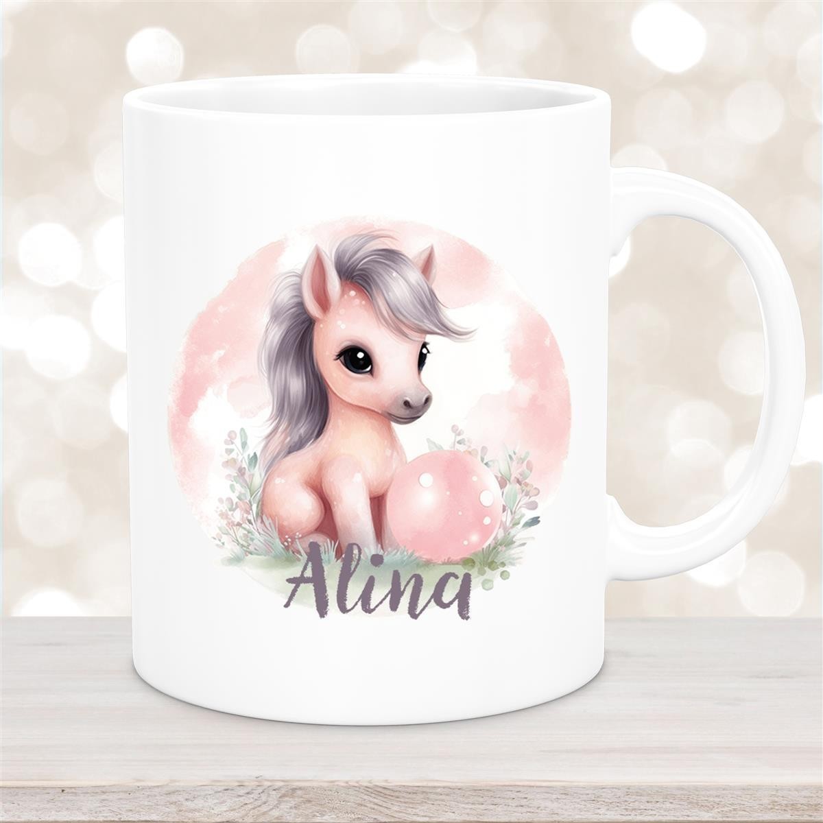 Tasse Pferd #7 Wunschname Keramik Kinderbecher personalisiert Weiß Tasse Pferd #7 Wunschname Keramik Kinderbecher personalisiert Weiß