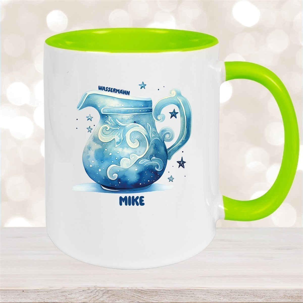 Tasse Sternzeichen Kinder Wassermann #1 Wunschname Keramik Kinderbecher personalisiert versch. Farben
