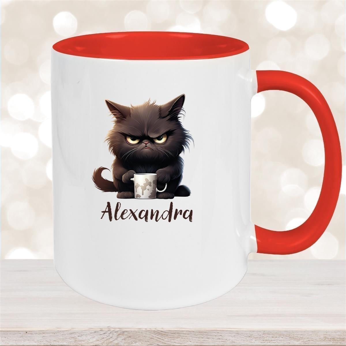 Tasse Katze Grumpy 1 Wunschname Keramik Kinderbecher personalisiert versch. Farben