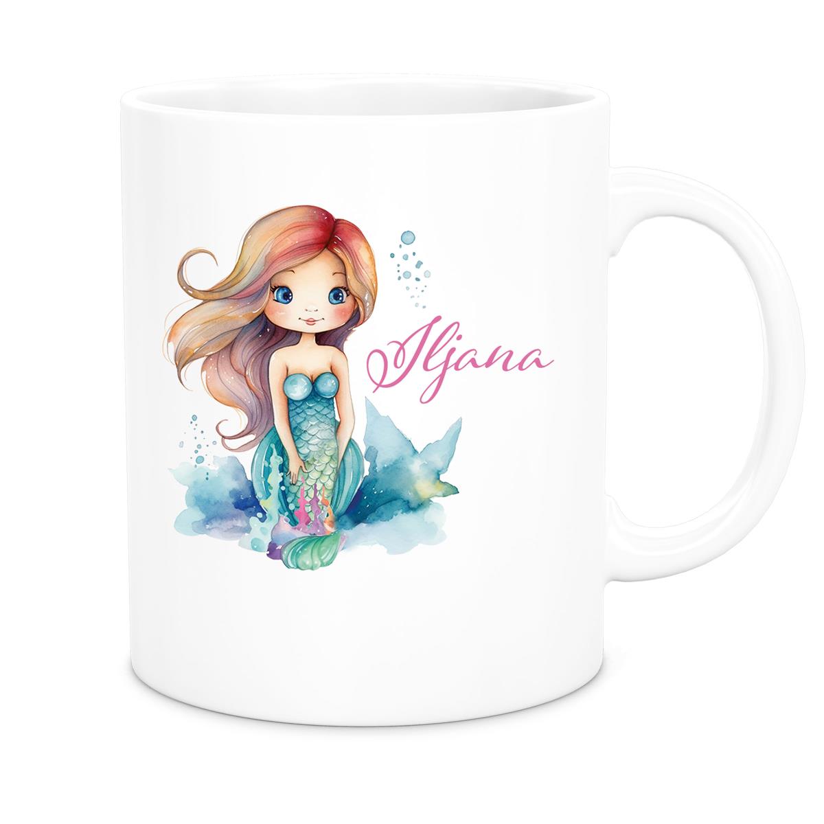 Tasse Wunschname Meerjungfrau 2 Keramik Kinderbecher versch. Farben