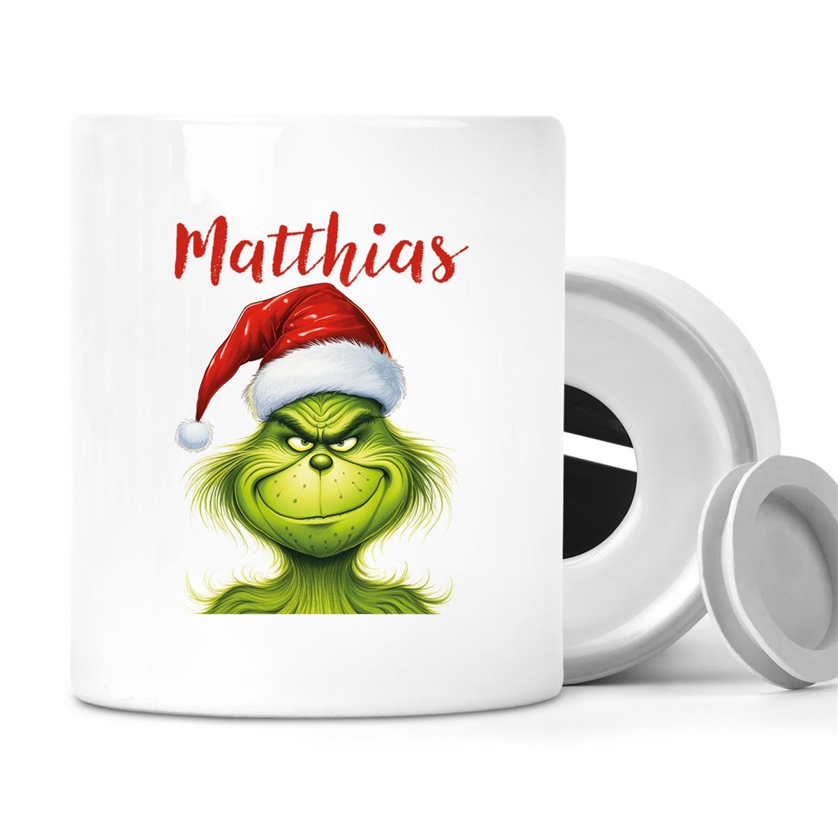 Spardose mit Wunschname Weihnachten Grinch 3 personalisiert