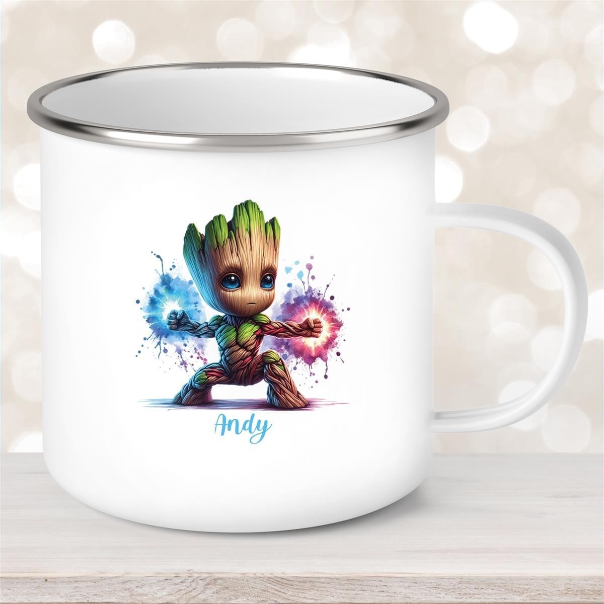 Tasse Wunschname Baby-Groot #8 Emaille Kinderbecher personalisiert