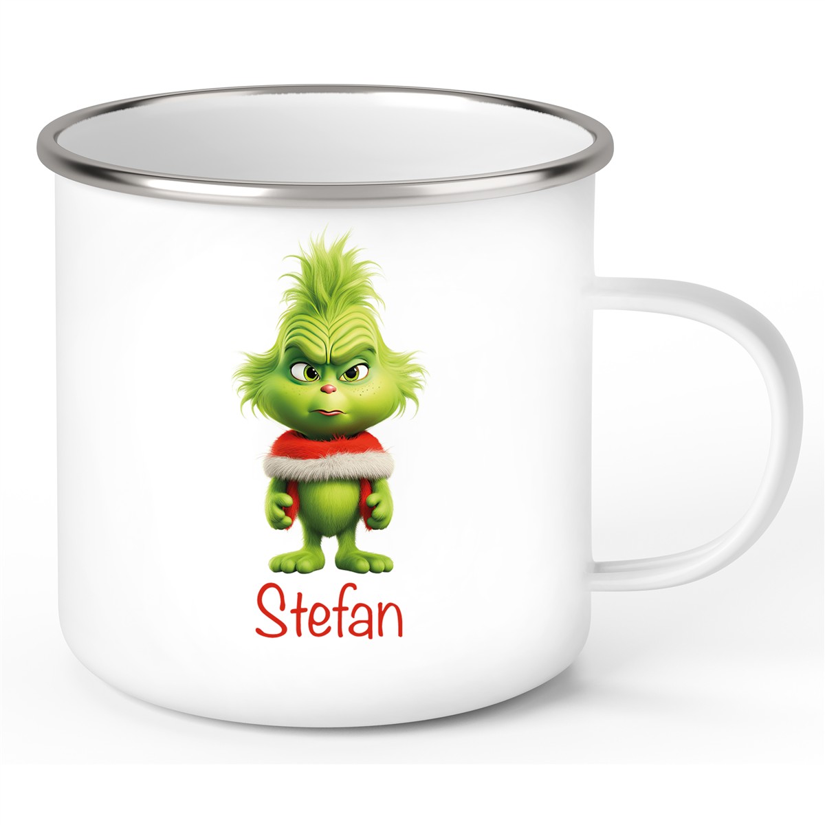 Tasse Wunschname Weihnachten Grinch 1 Emaille Kinderbecher