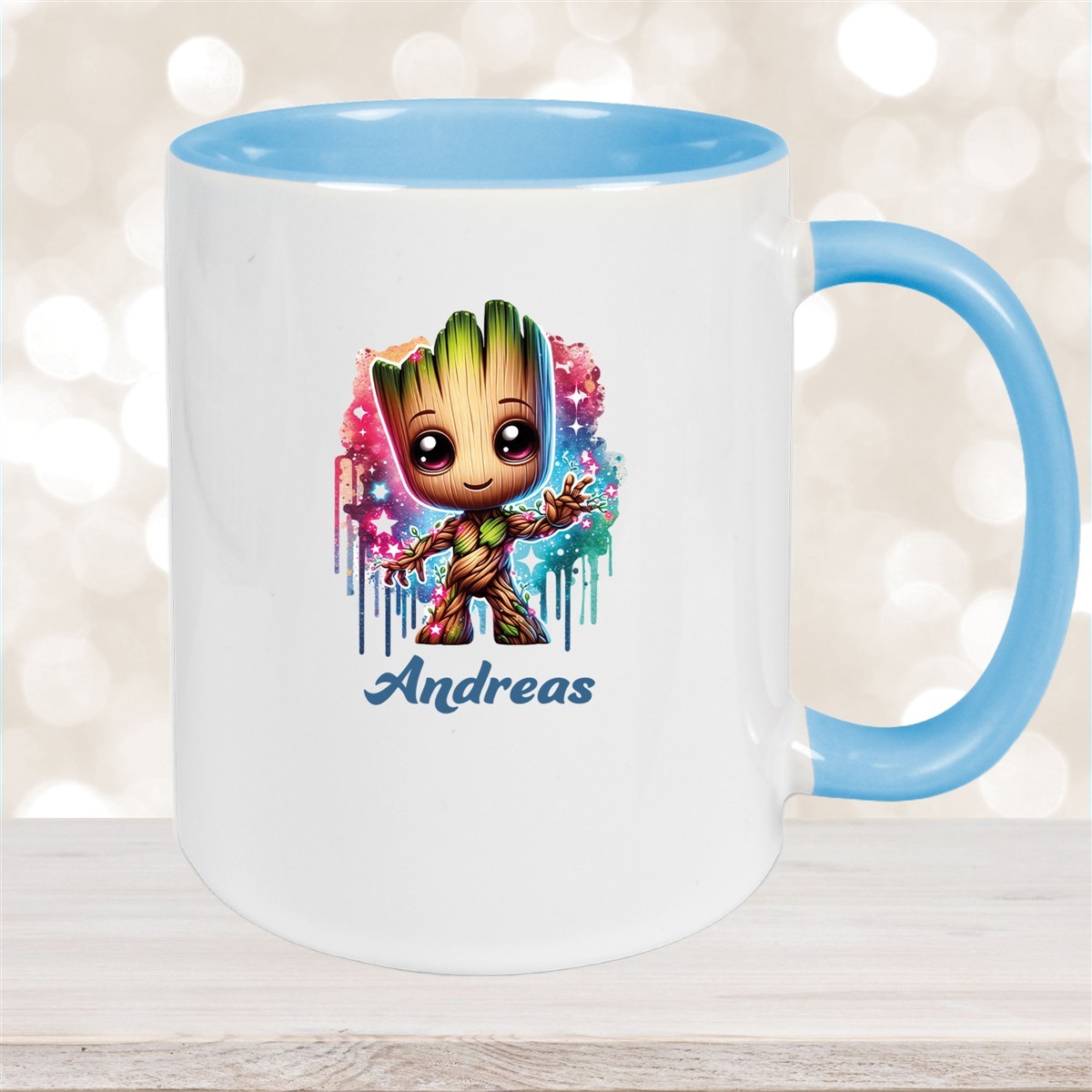 Tasse Baby-Groot #2 Wunschname Keramik Kinderbecher personalisiert Hellblau