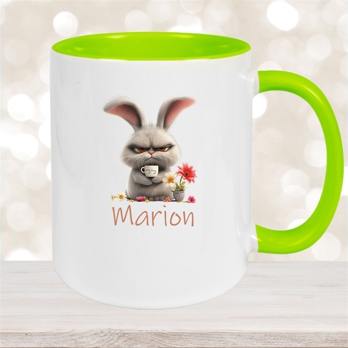 Tasse Ostern Grumpy-Bunny #2 Wunschnamen Keramik personalisiert versch. Farben