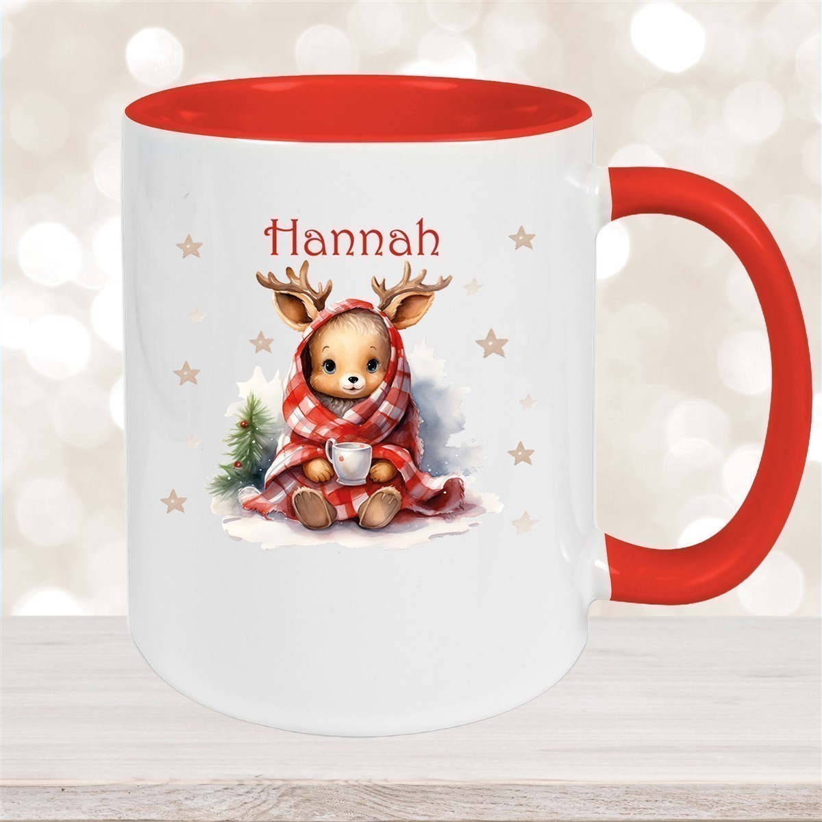 Tasse Wunschname Weihnachten Rehlein #1 Keramik Kinderbecher versch. Farben