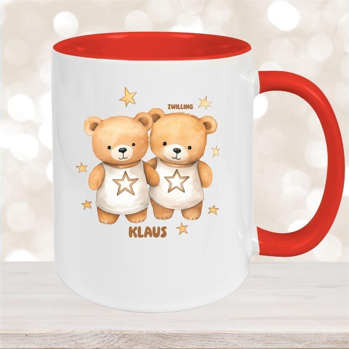 Tasse Sternzeichen Kinder Zwilling 1 Wunschname Keramik Kinderbecher personalisiert versch. Farben