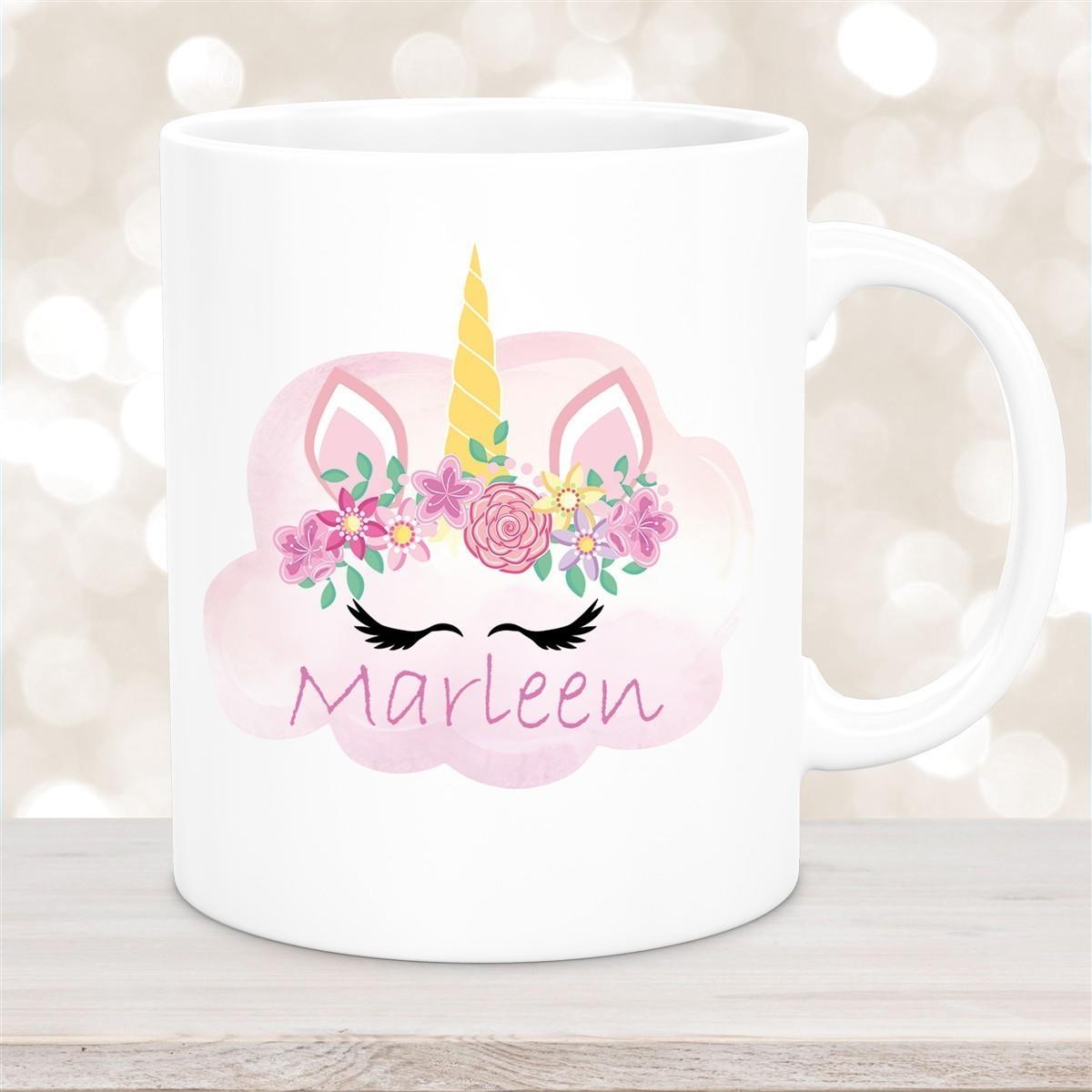 Tasse Einhorn 5 Wunschname Keramik Kinderbecher personalisiert versch. Farben