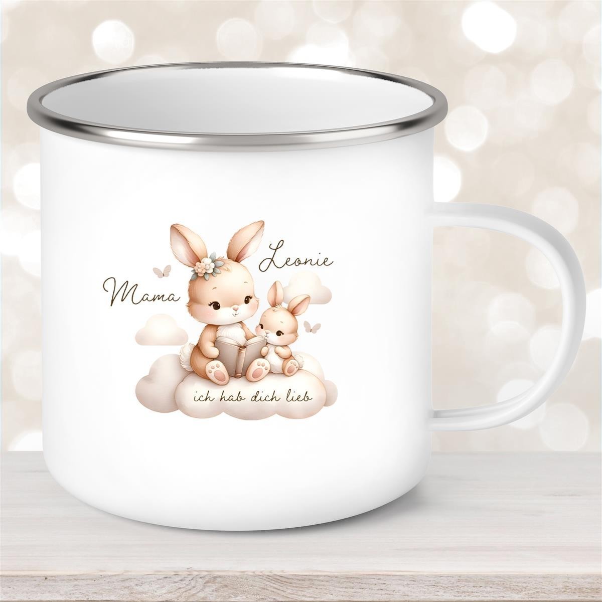 Tasse Muttertag #6 Wunschnamen Emaille Personalisiert Tasse Muttertag #6 Wunschnamen Emaille Personalisiert
