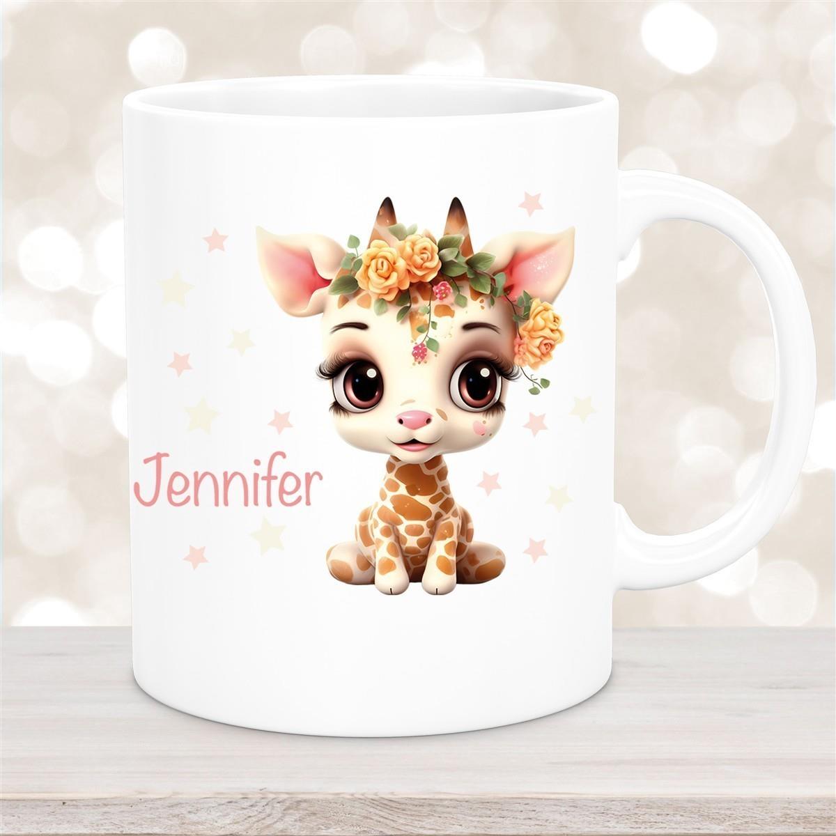 Tasse Wunschname Giraffe 1 Keramik Kinderbecher versch. Farben