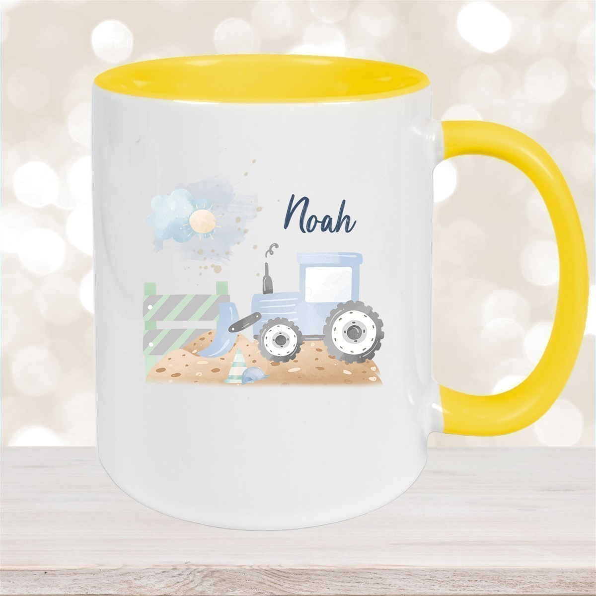 Tasse Wunschname Baustelle Traktor #1 Keramik Kinderbecher versch. Farben