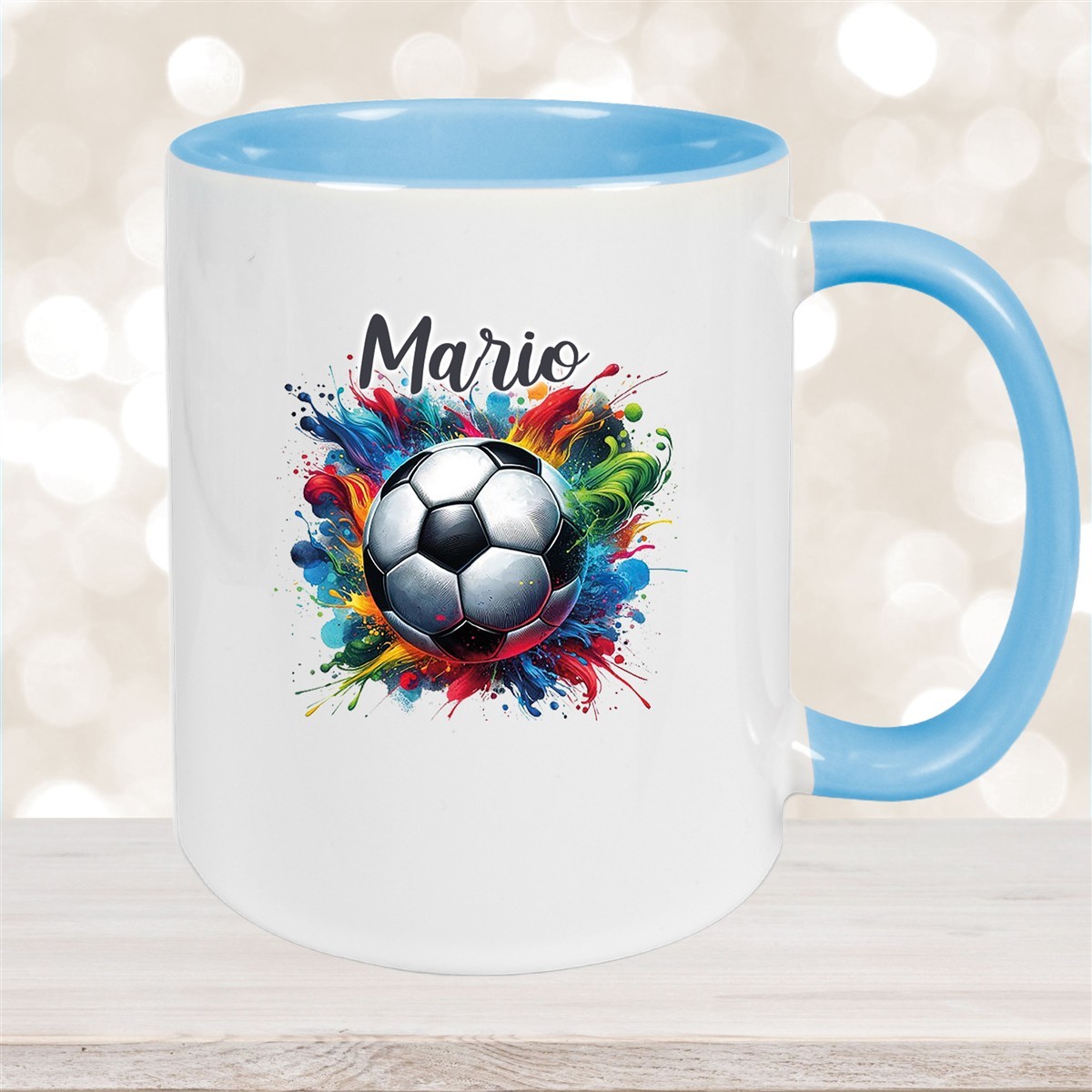Tasse Wunschname Fußball #12 Personalisiert Keramik Kinderbecher versch. Farben