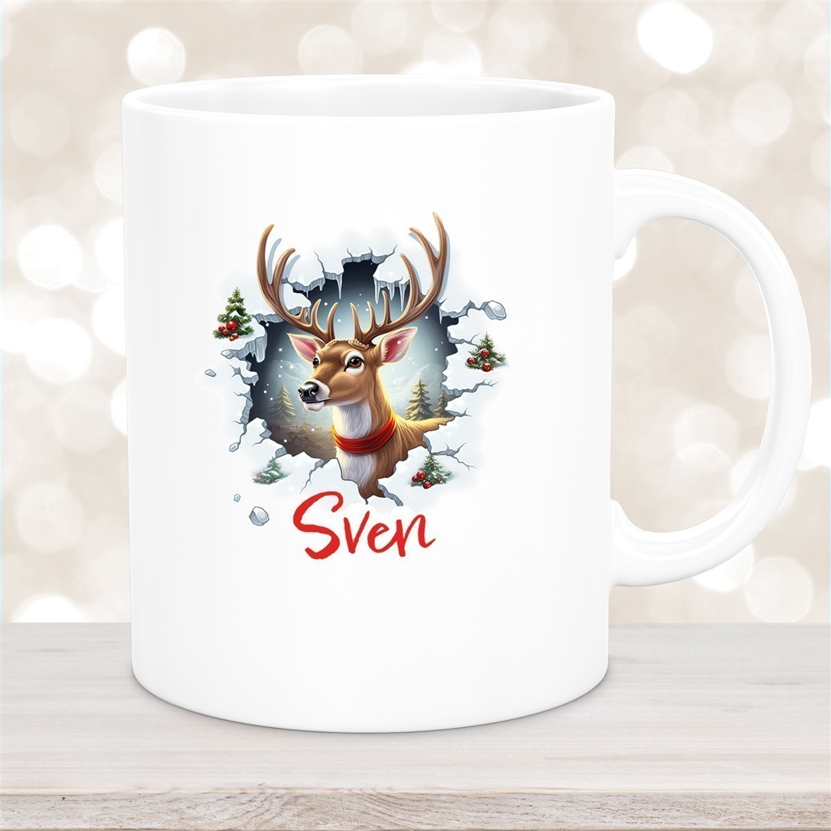 Tasse Wunschname Christmas Rentier #3 Keramik Kinderbecher versch. Farben
