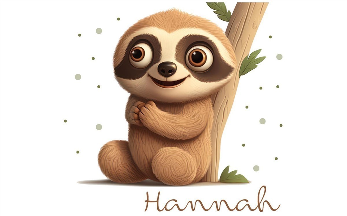 Tasse Wunschname Faultier-Baum Emaille Kinderbecher