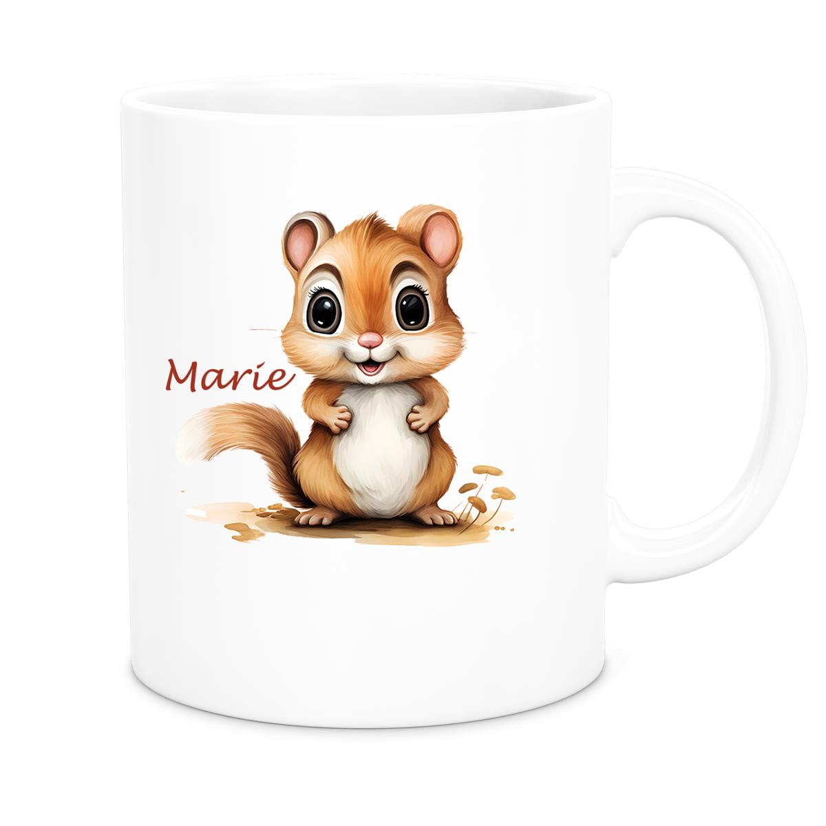 Tasse Wunschname Chipmunk 2 Keramik Kinderbecher personalisiert versch. Farben