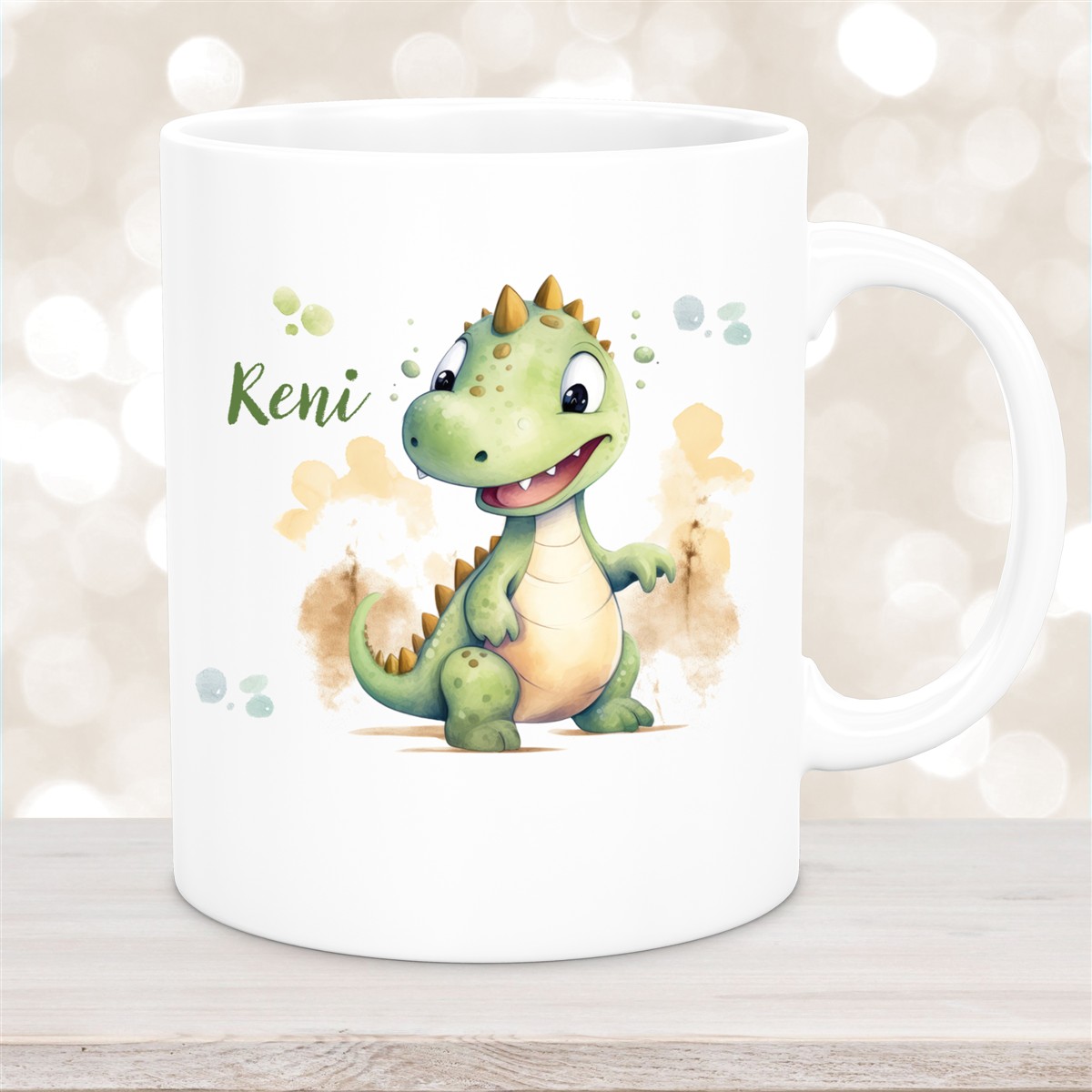 Tasse Wunschname Dino #3 Keramik Kinderbecher versch. Farben