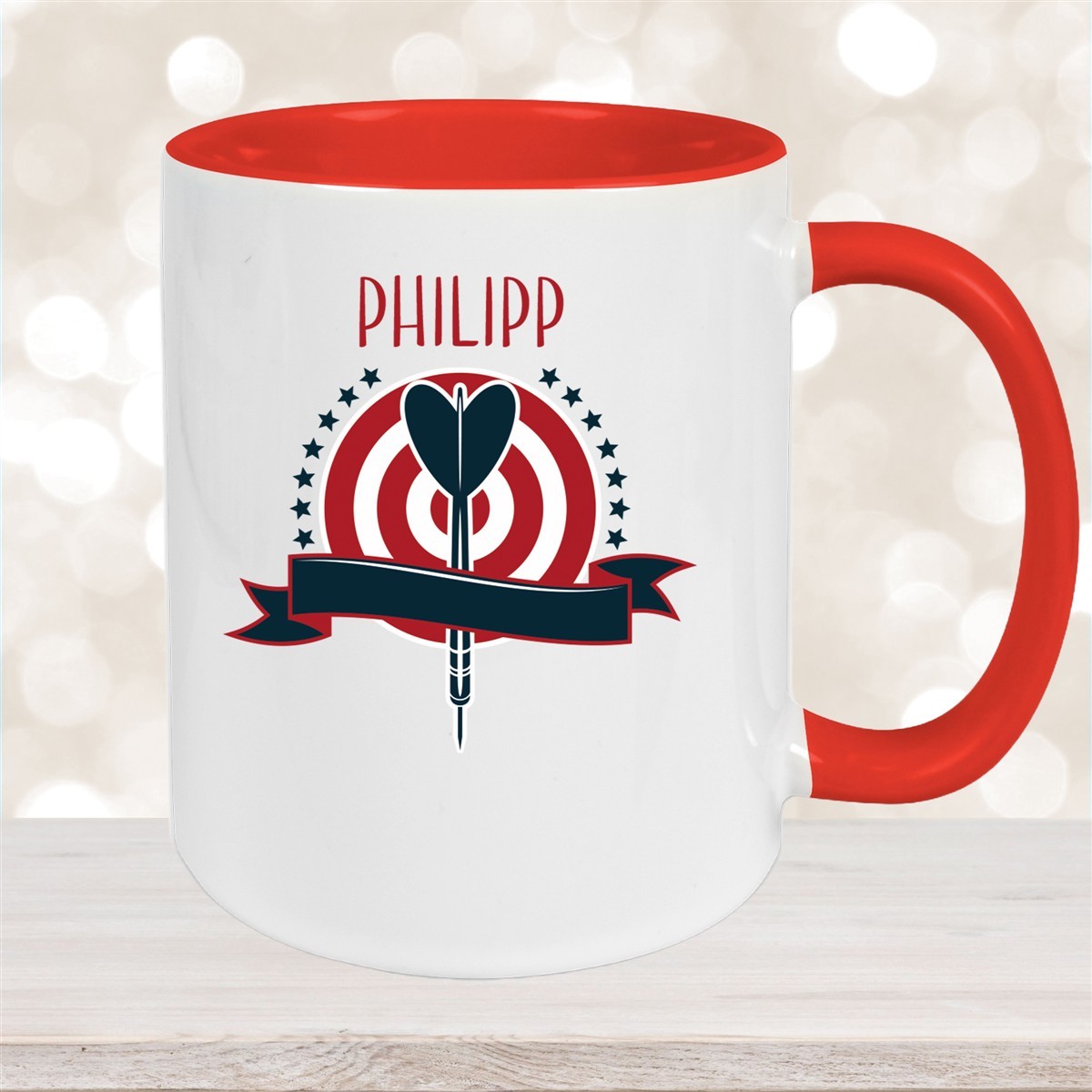 Tasse Dart #4 Wunschname Keramik Kinderbecher personalisiert Rot