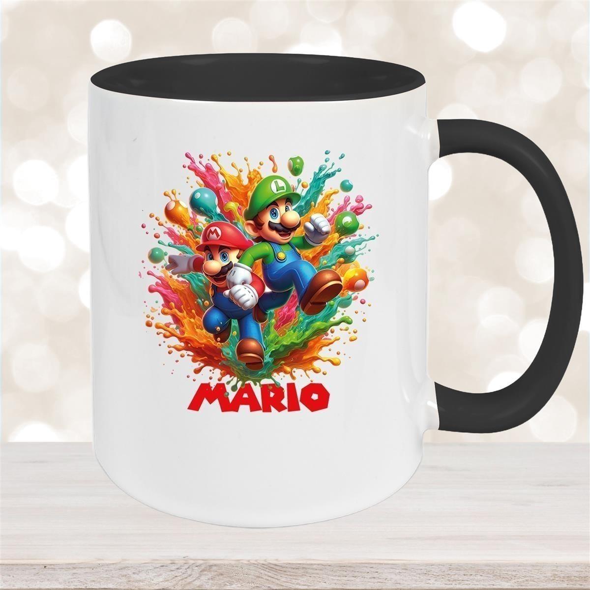 Tasse Wunschname Super-Mario 4 Keramik Kinderbecher personalisiert versch. Farben