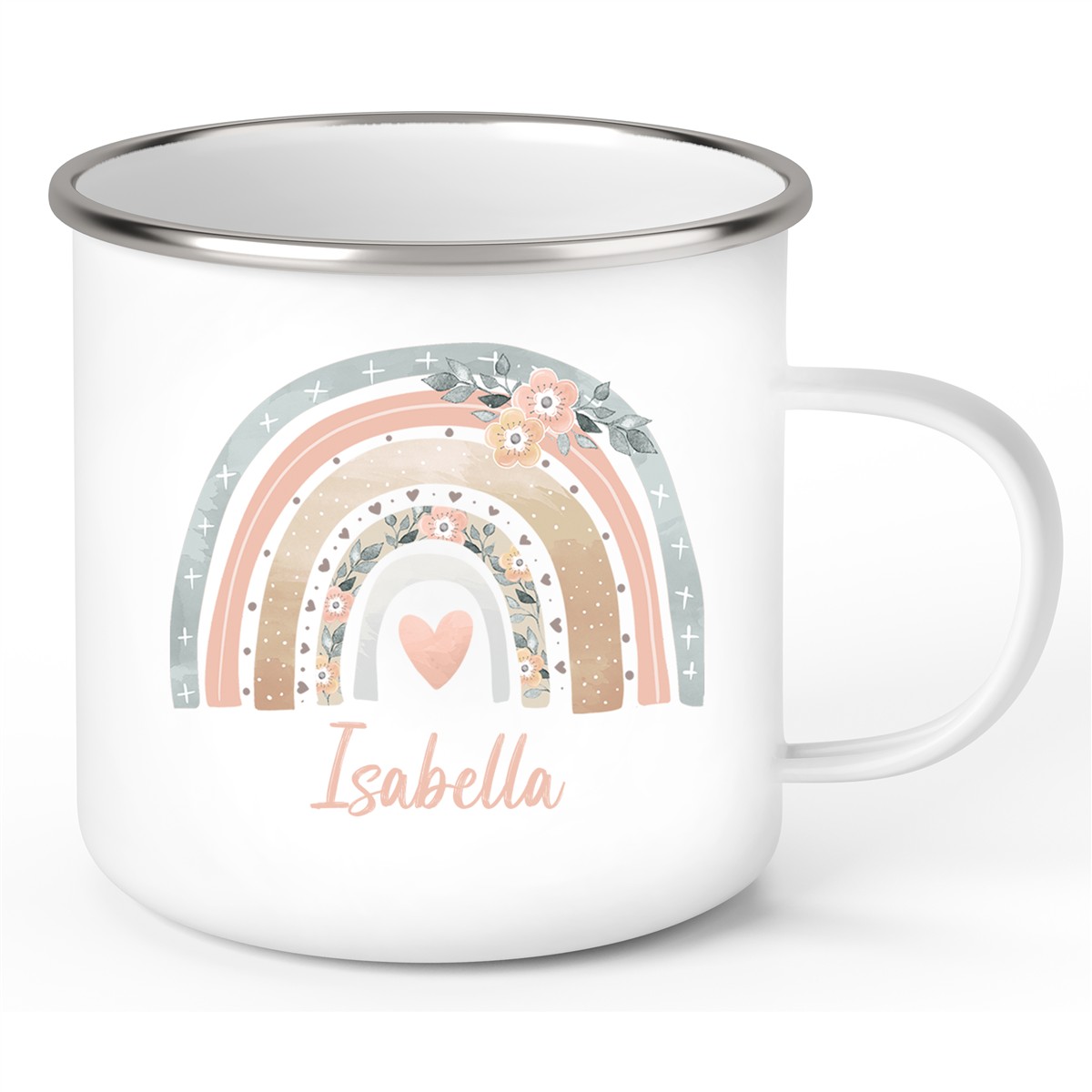 Tasse Wunschname Regenbogen #7 Emaille Kinderbecher