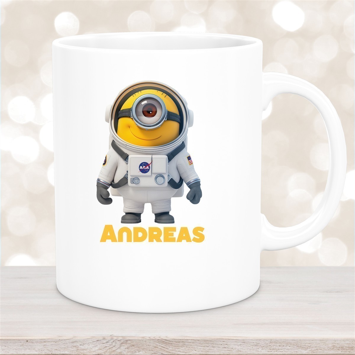 Tasse Minions Kinder Minion #3 Astronaut Wunschname Keramik Kinderbecher personalisiert Weiß Tasse Minions Kinder Minion #3 Astronaut Wunschname Keramik Kinderbecher personalisiert versch. Farben