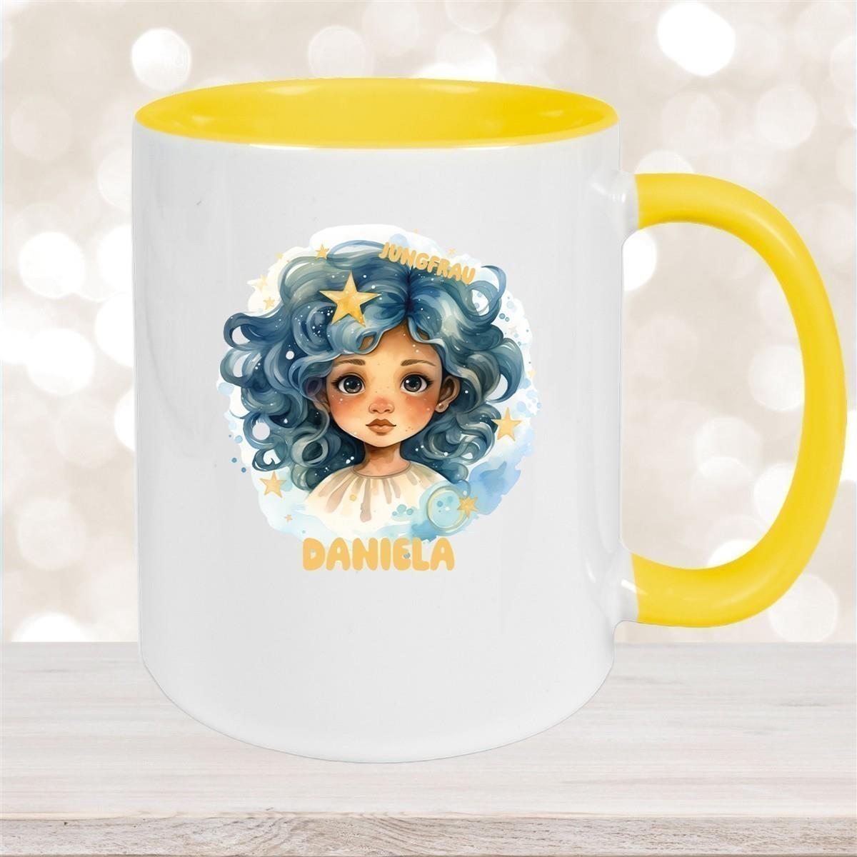 Tasse Sternzeichen Kinder Jungfrau 1 Wunschname Keramik Kinderbecher personalisiert versch. Farben