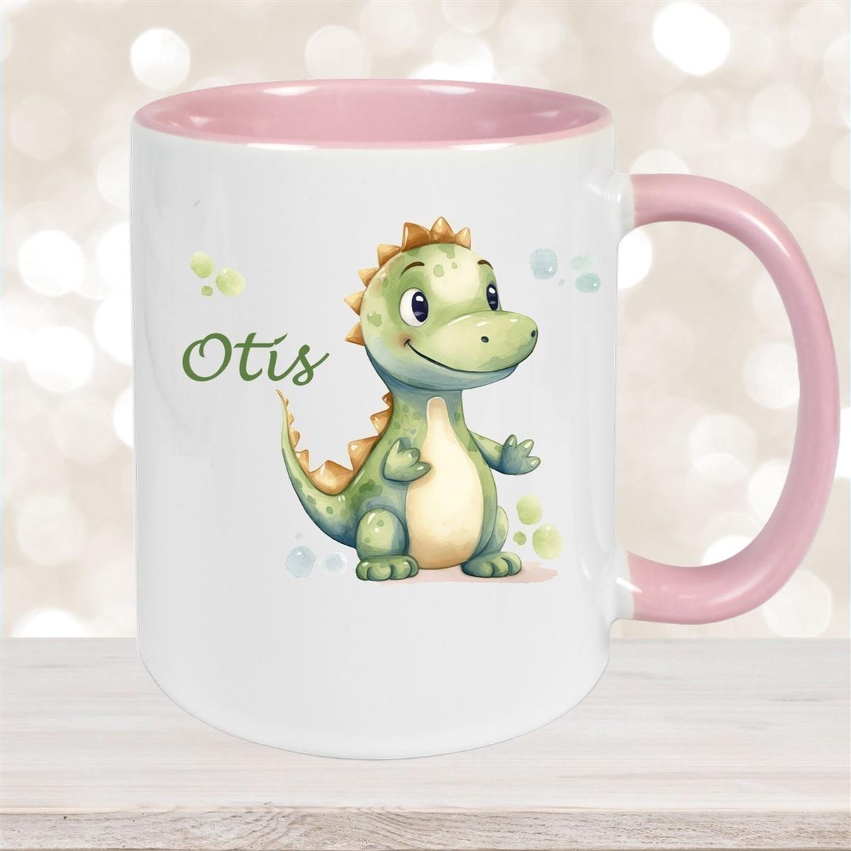 Tasse Wunschname Dino 1 Keramik Kinderbecher versch. Farben