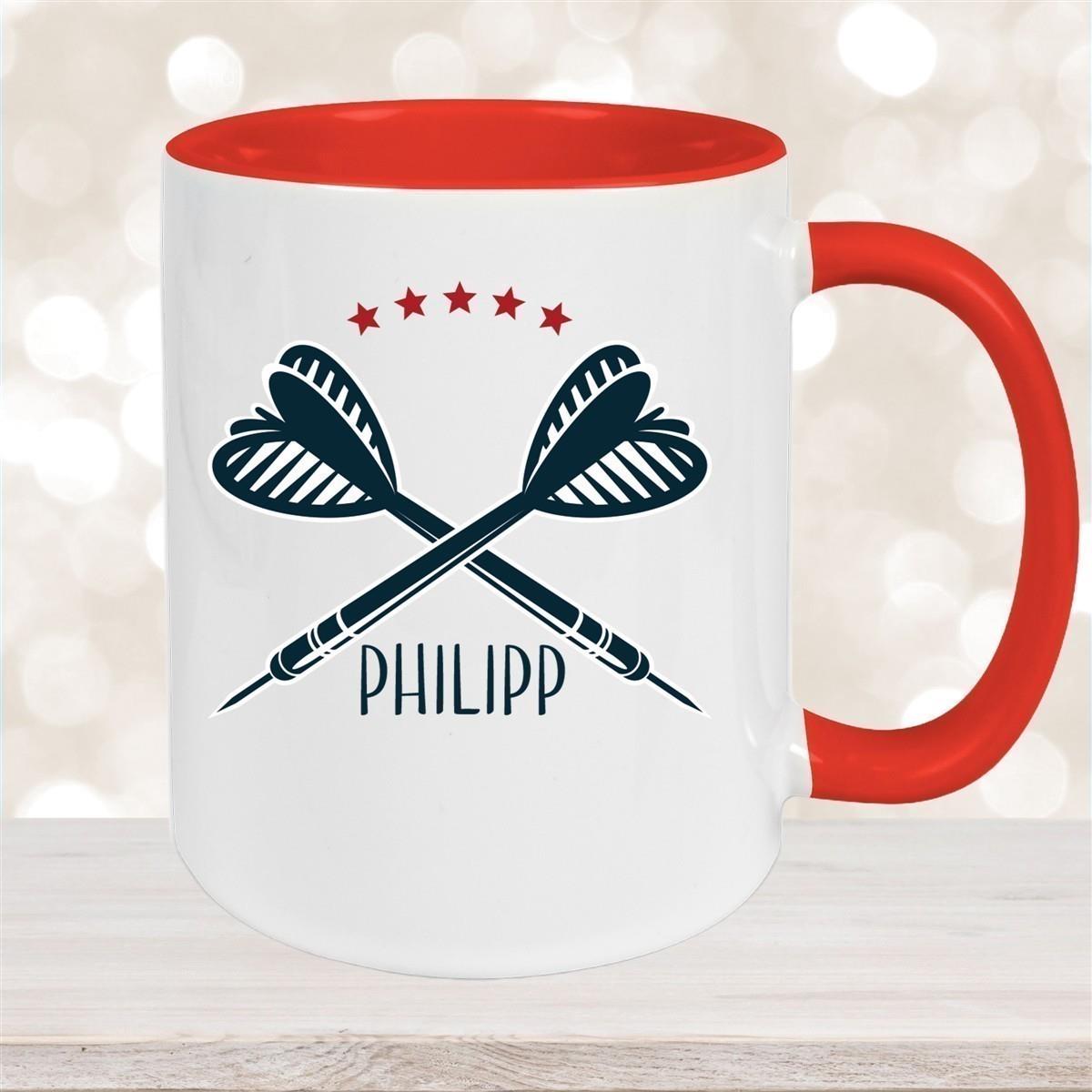 Tasse Dart 3 Wunschname Keramik Kinderbecher personalisiert versch. Farben