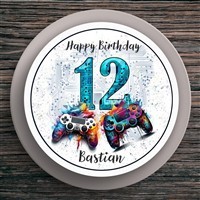 Tortenaufleger Geburtstag Gamer Controller Personalisiert #1 Name & Zahl (20cm)