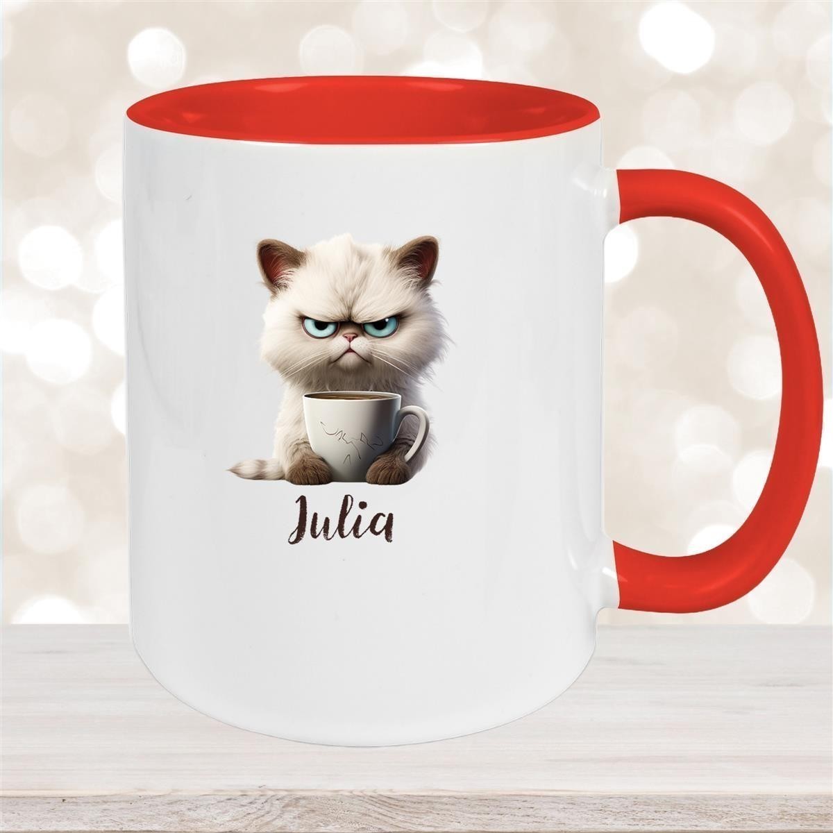 Tasse Katze Grumpy #2 Wunschname Keramik Kinderbecher personalisiert versch. Farben