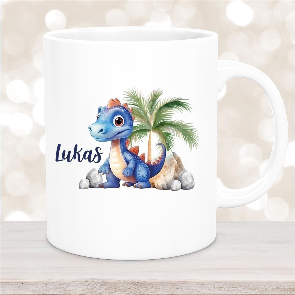 Tasse Dino #8 Wunschname Keramik Kinderbecher Personalisiert Weiß Tasse Dino #8 Wunschname Keramik Kinderbecher Personalisiert versch. Farben