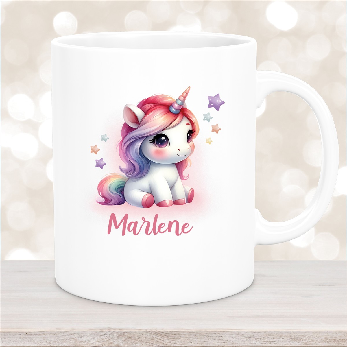 Tasse Einhorn #10 Wunschname Keramik Kinderbecher personalisiert Weiß