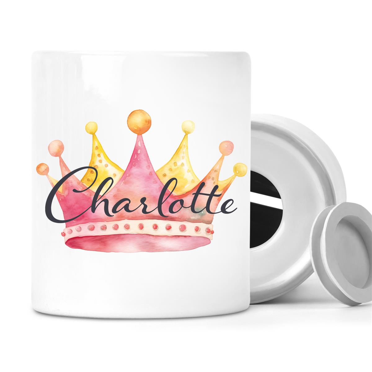 Spardose mit Wunschname Krone 2 personalisiert