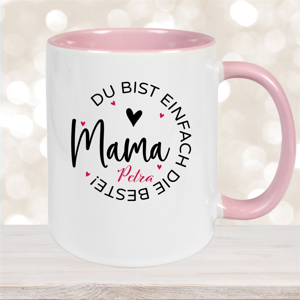 Tasse Muttertag #13 Wunschnamen Keramik Personalisiert Altrosa