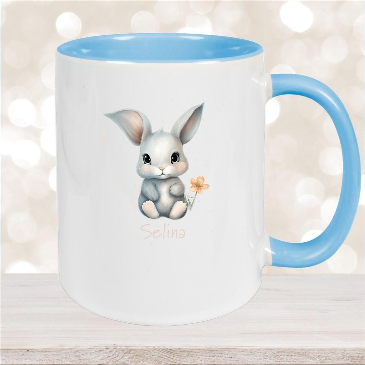 Tasse Ostern - Hase 2 Wunschnamen Keramik personalisiert versch. Farben
