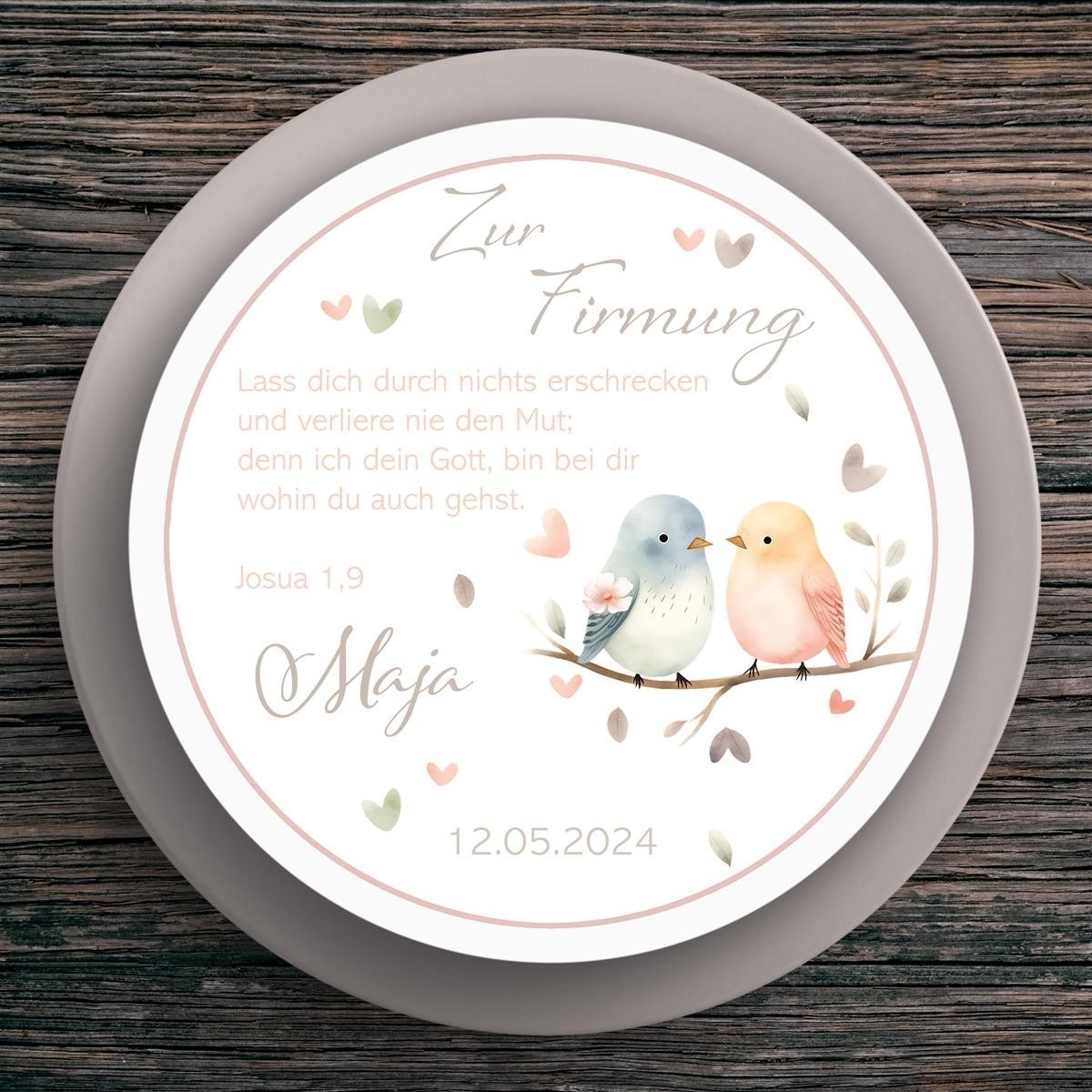 Tortenaufleger Firmung Vögel #1 Name & Datum (20cm)