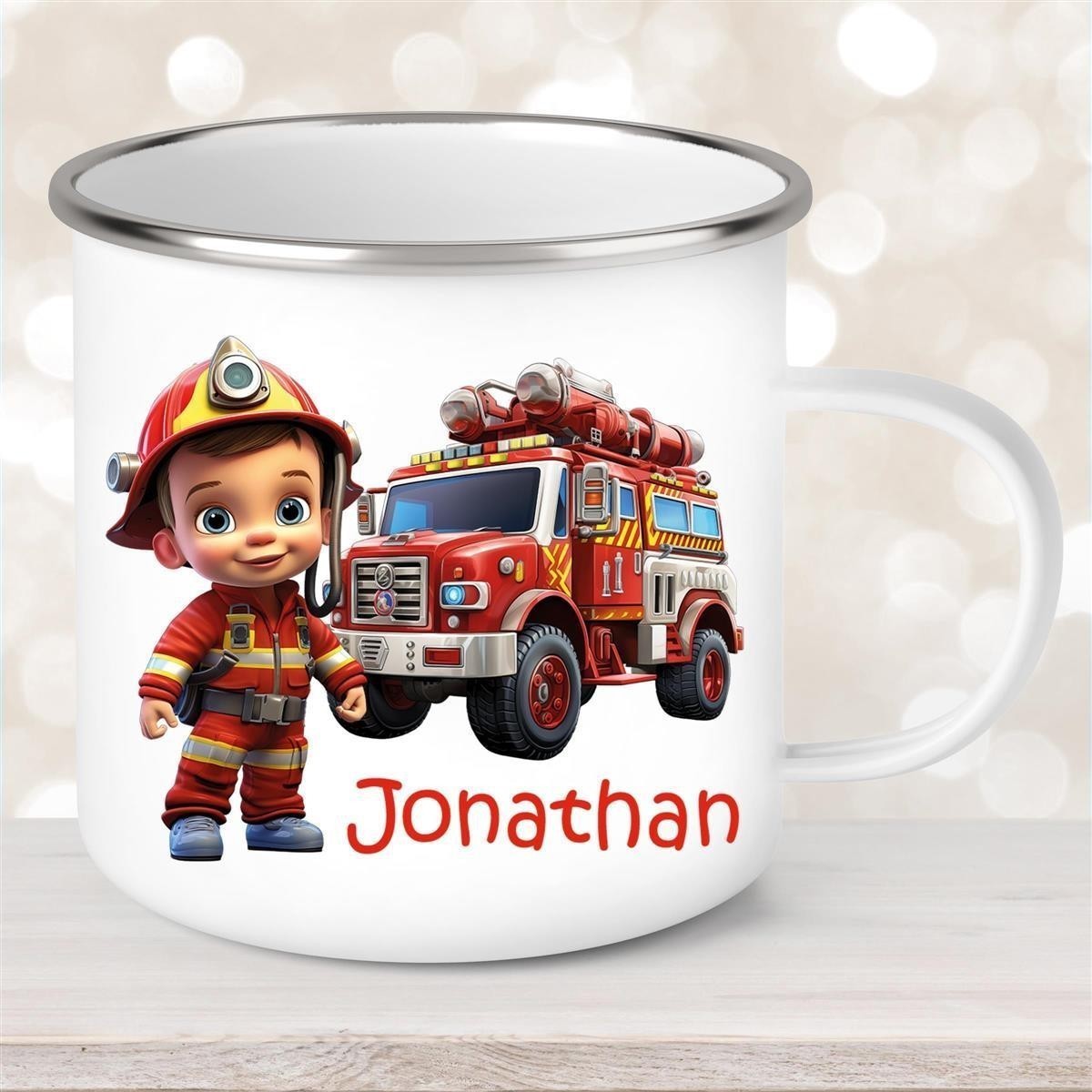 Tasse Wunschname Feuerwehr #3 Emaille Kinderbecher Tasse Wunschname Feuerwehr #3 Emaille Kinderbecher