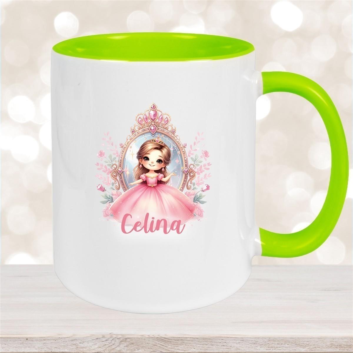 Tasse Kinder Prinzessin 2 Wunschname Keramik Kinderbecher personalisiert versch. Farben