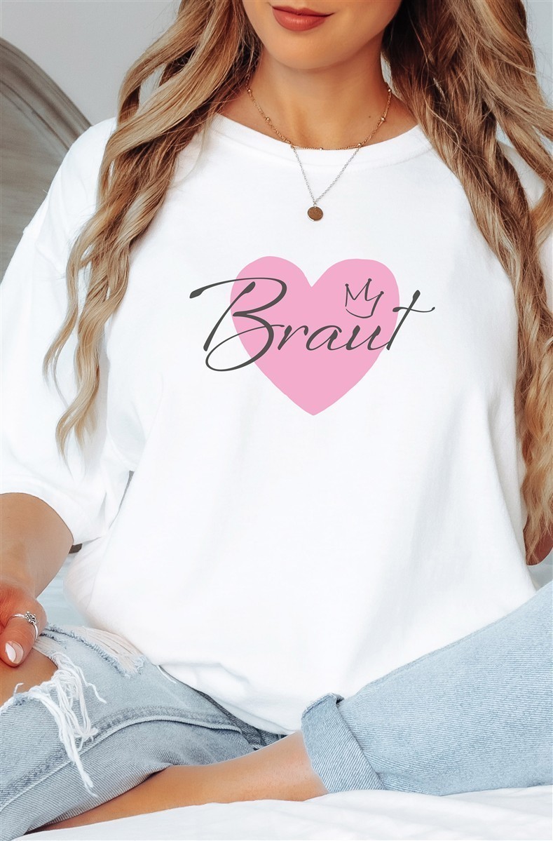 T-Shirt Braut & Team-Braut #04 Herz Damen-Shirt für den Junggesellinnenabschied