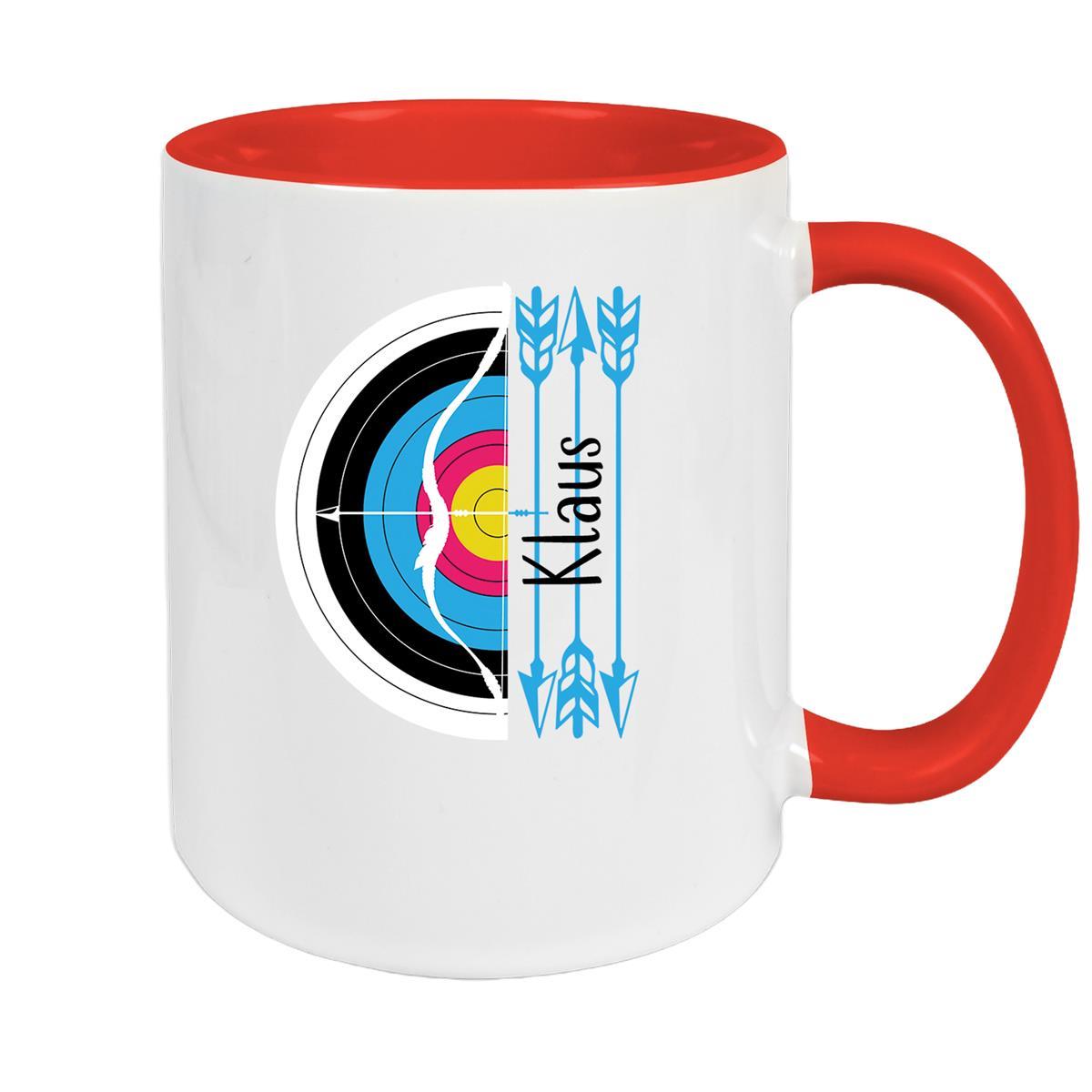 Tasse Bogenschütze 5 Wunschname Keramik personalisiert versch. Farben