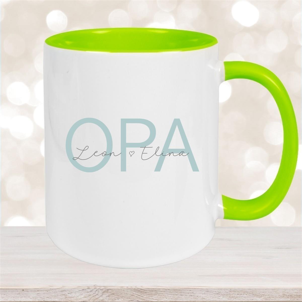 Tasse, Opa, Vatertag, Geburtstag 1 Wunschnamen Keramik Personalisiert versch. Farben