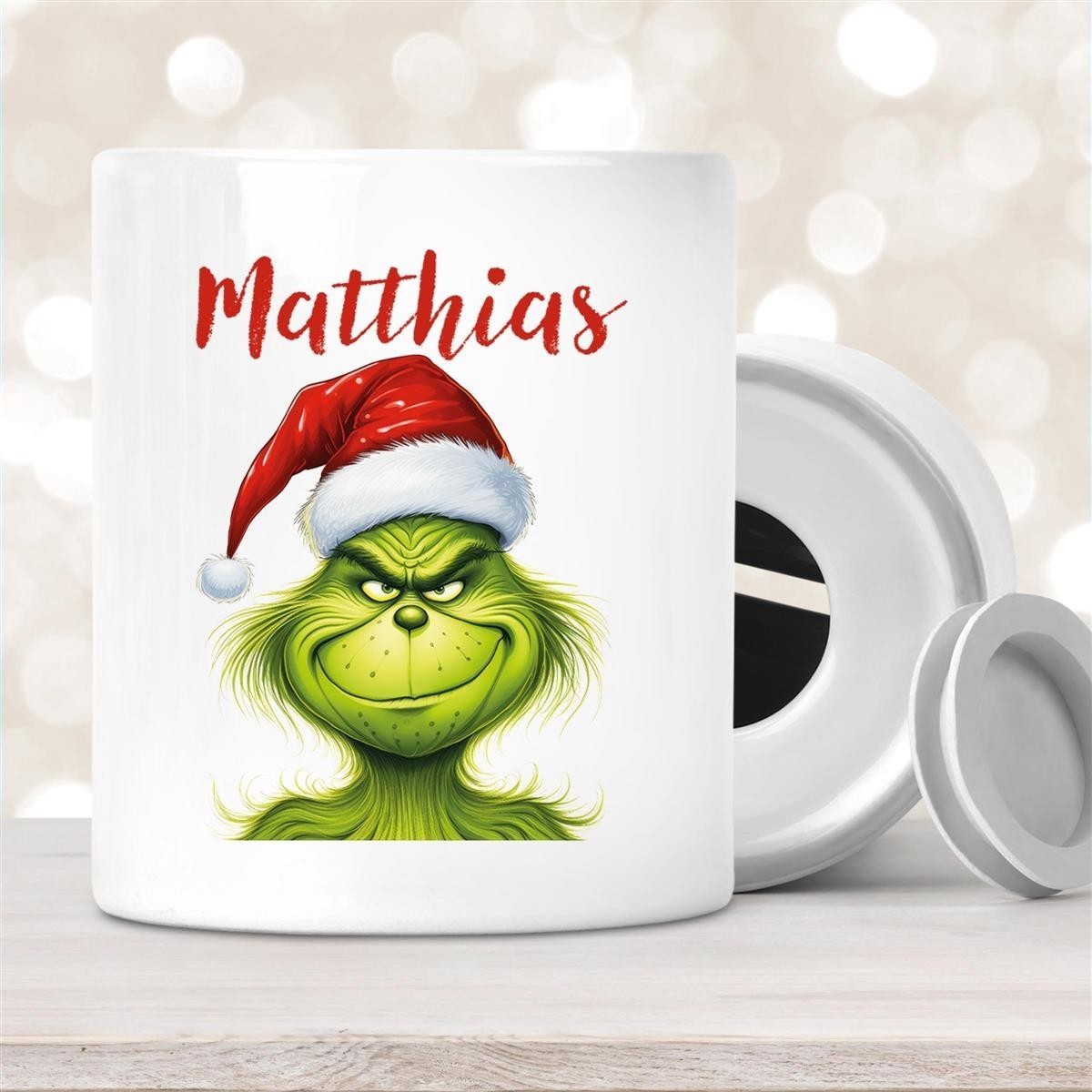 Spardose mit Wunschname Weihnachten Grinch #3 personalisiert Spardose mit Wunschname Weihnachten Grinch #3 personalisiert