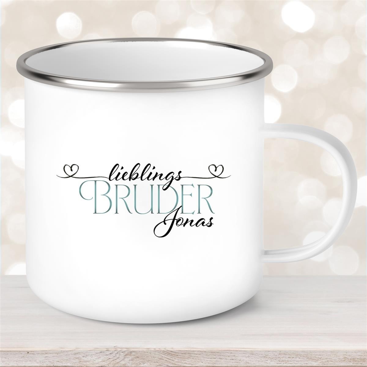 Tasse Wunschname Lieblings-Bruder #1 Emaille personalisiert Tasse Wunschname Lieblings-Bruder #1 Emaille personalisiert