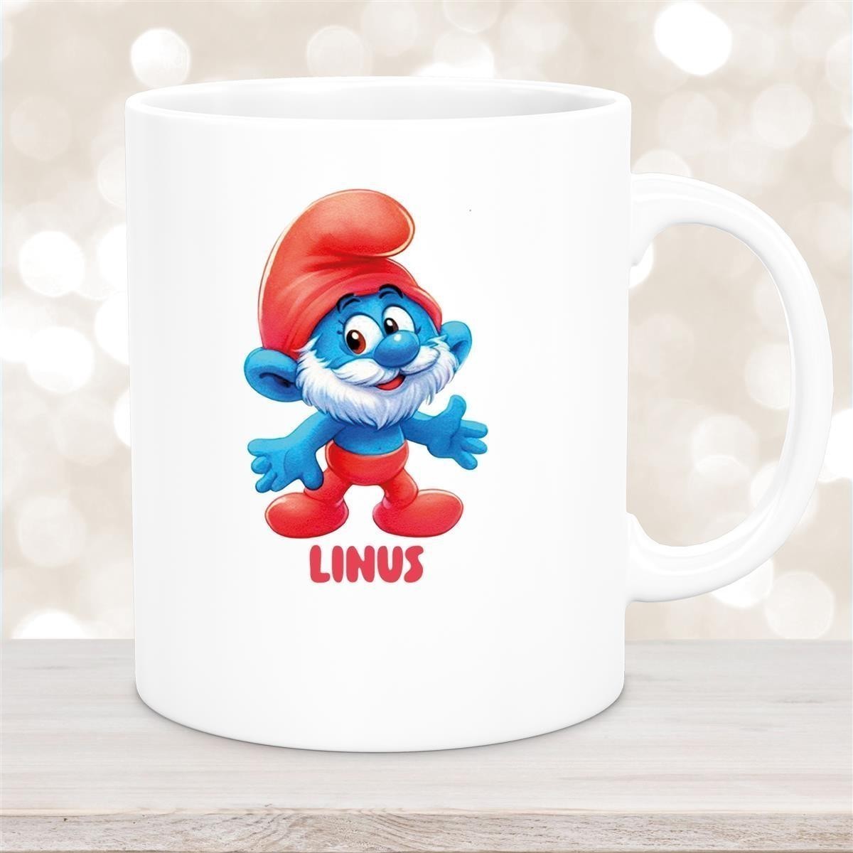 Tasse Kinder Schlumpf #4 Papa Schlumpf Wunschname Keramik Kinderbecher personalisiert versch. Farben