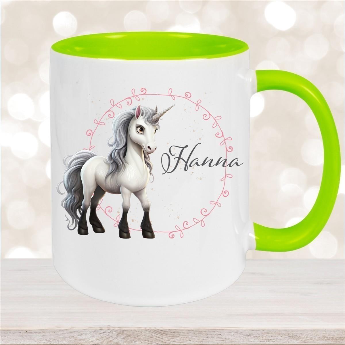 Tasse Einhorn 6 Wunschname Keramik Kinderbecher personalisiert versch. Farben
