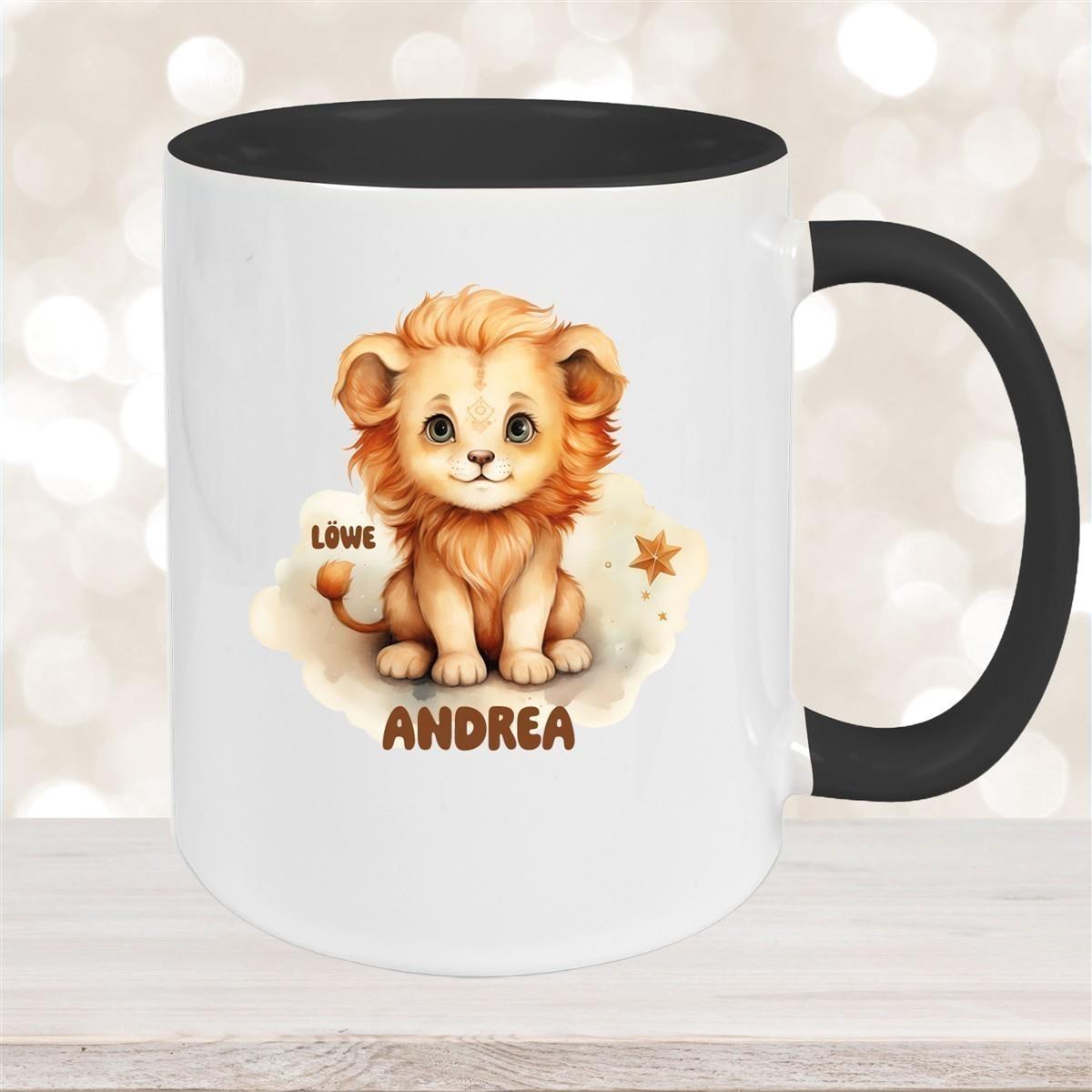 Tasse Sternzeichen Kinder Löwe 1 Wunschname Keramik Kinderbecher personalisiert versch. Farben